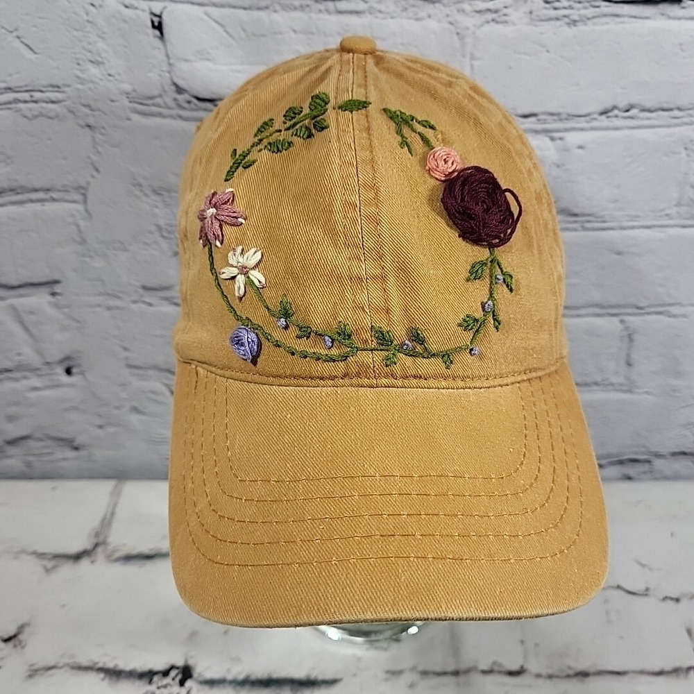 Womens Embroidered Tan Hat Adjustable Ball Cap